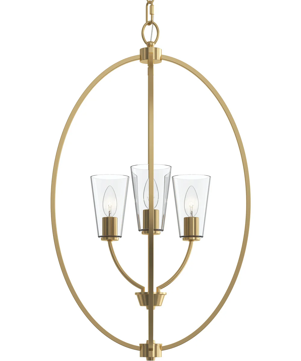 Jheni 3-Light Foyer Pendant with Clear Glass Shades Brushed Gold - Image 7