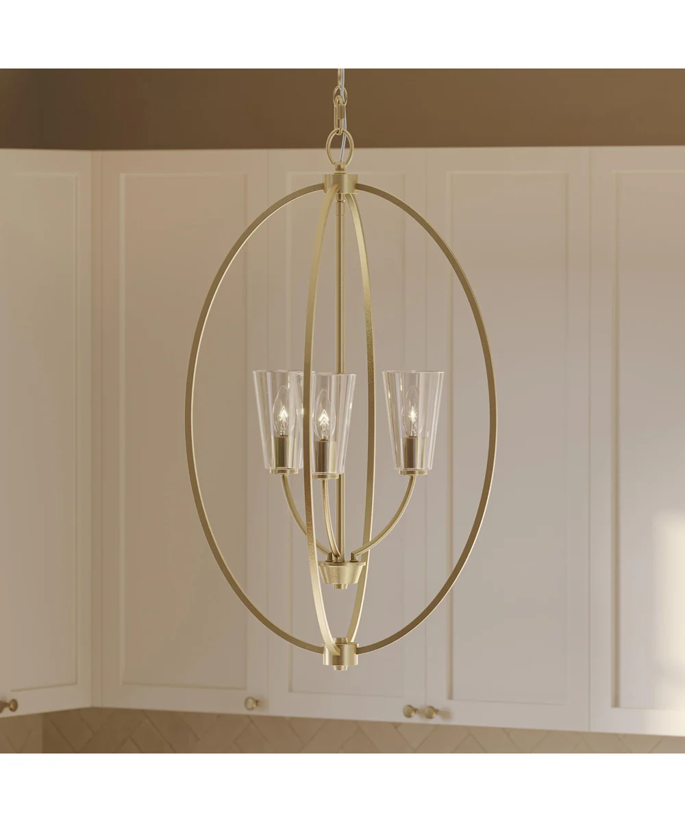 Jheni 3-Light Foyer Pendant with Clear Glass Shades Brushed Gold - Image 9