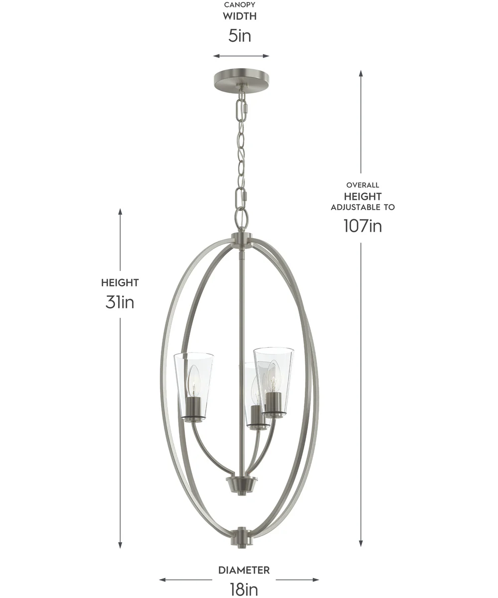 Jheni 3-Light Foyer Pendant with Clear Glass Shades Brushed Nickel - Image 4