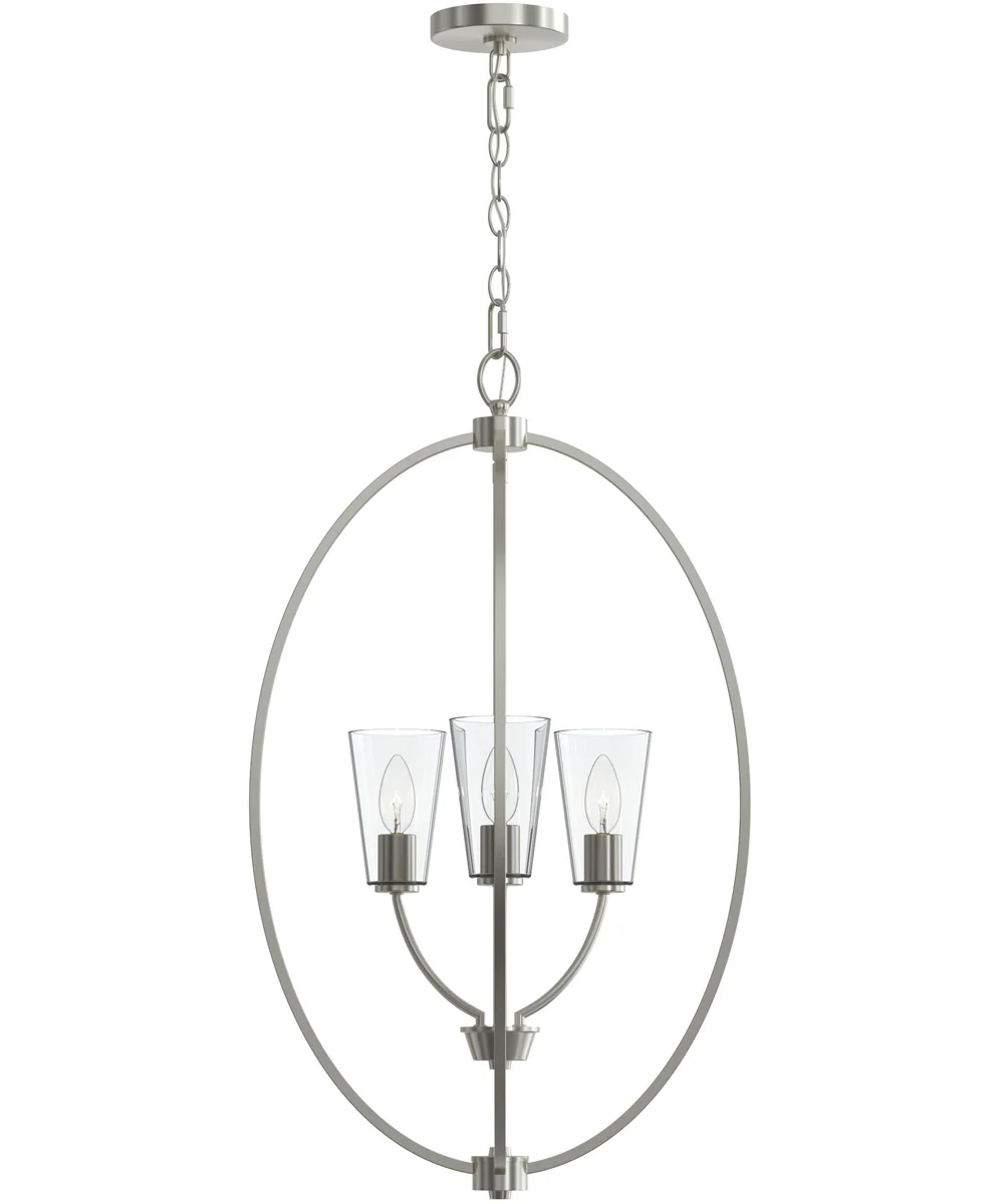 Jheni 3-Light Foyer Pendant with Clear Glass Shades Brushed Nickel - Image 6