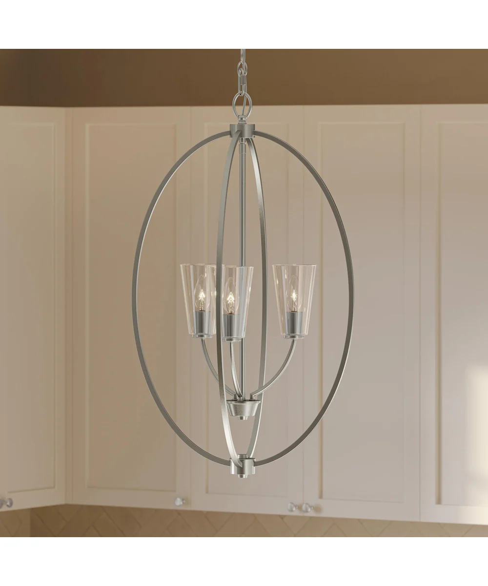 Jheni 3-Light Foyer Pendant with Clear Glass Shades Brushed Nickel - Image 8