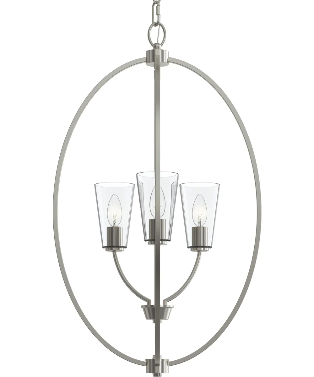 Jheni 3-Light Foyer Pendant with Clear Glass Shades Brushed Nickel - Image 9