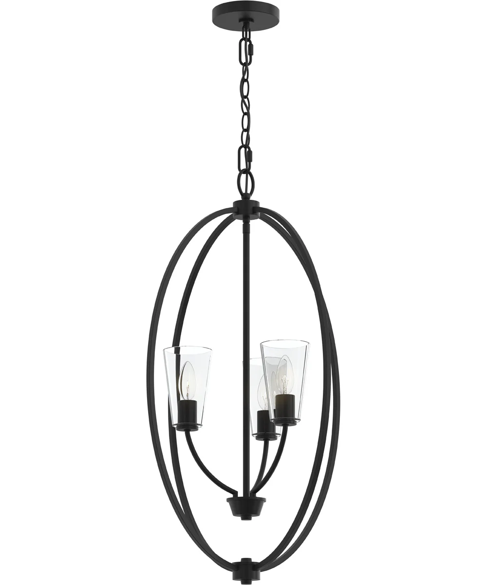 Jheni 3-Light Foyer Pendant with Clear Glass Shades Matte Black