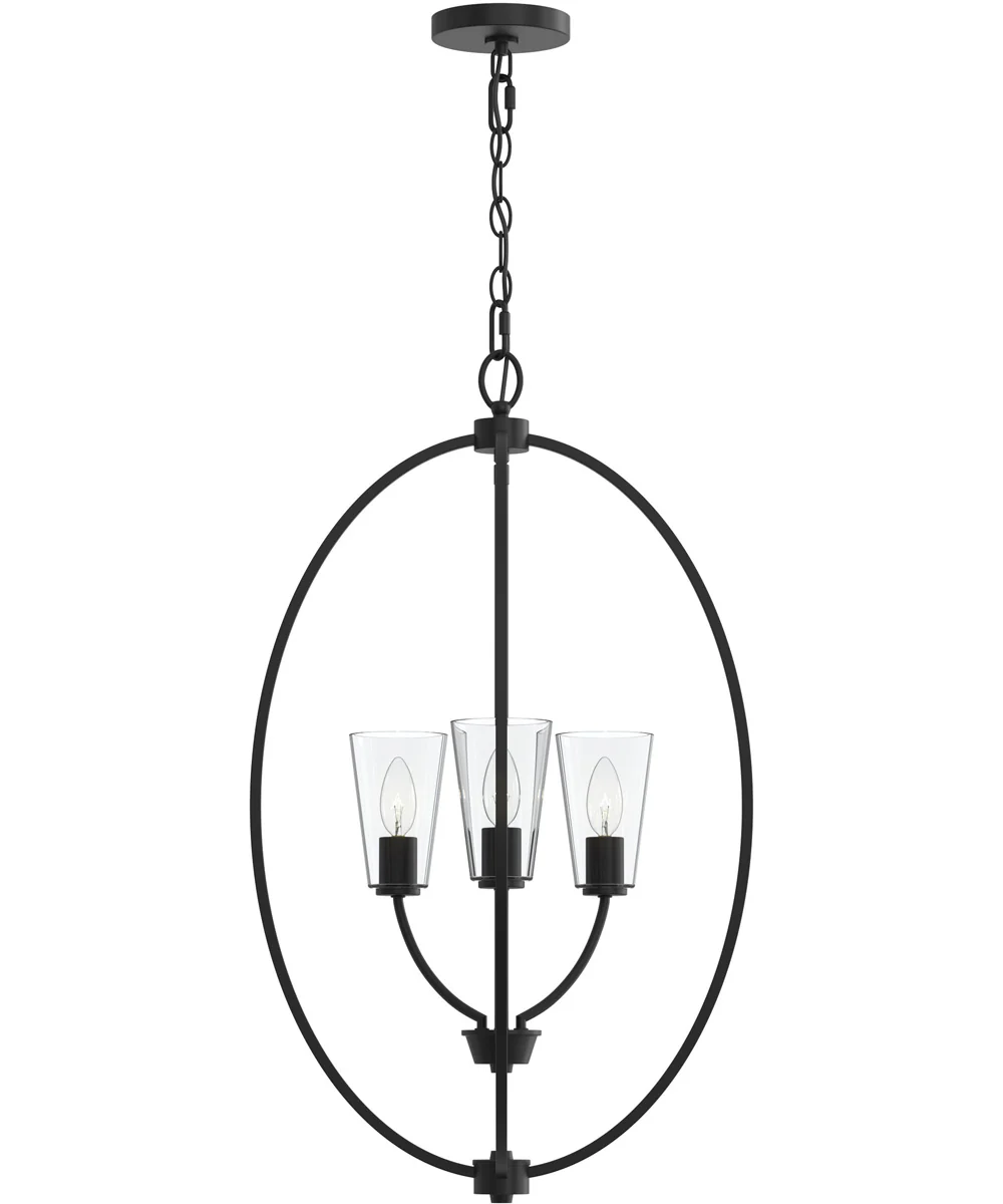 Jheni 3-Light Foyer Pendant with Clear Glass Shades Matte Black - Image 6