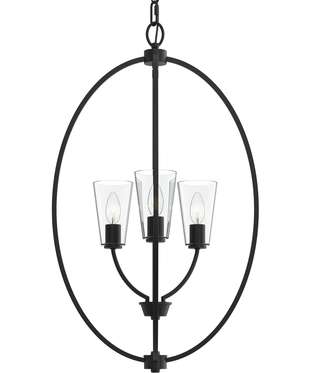 Jheni 3-Light Foyer Pendant with Clear Glass Shades Matte Black - Image 7