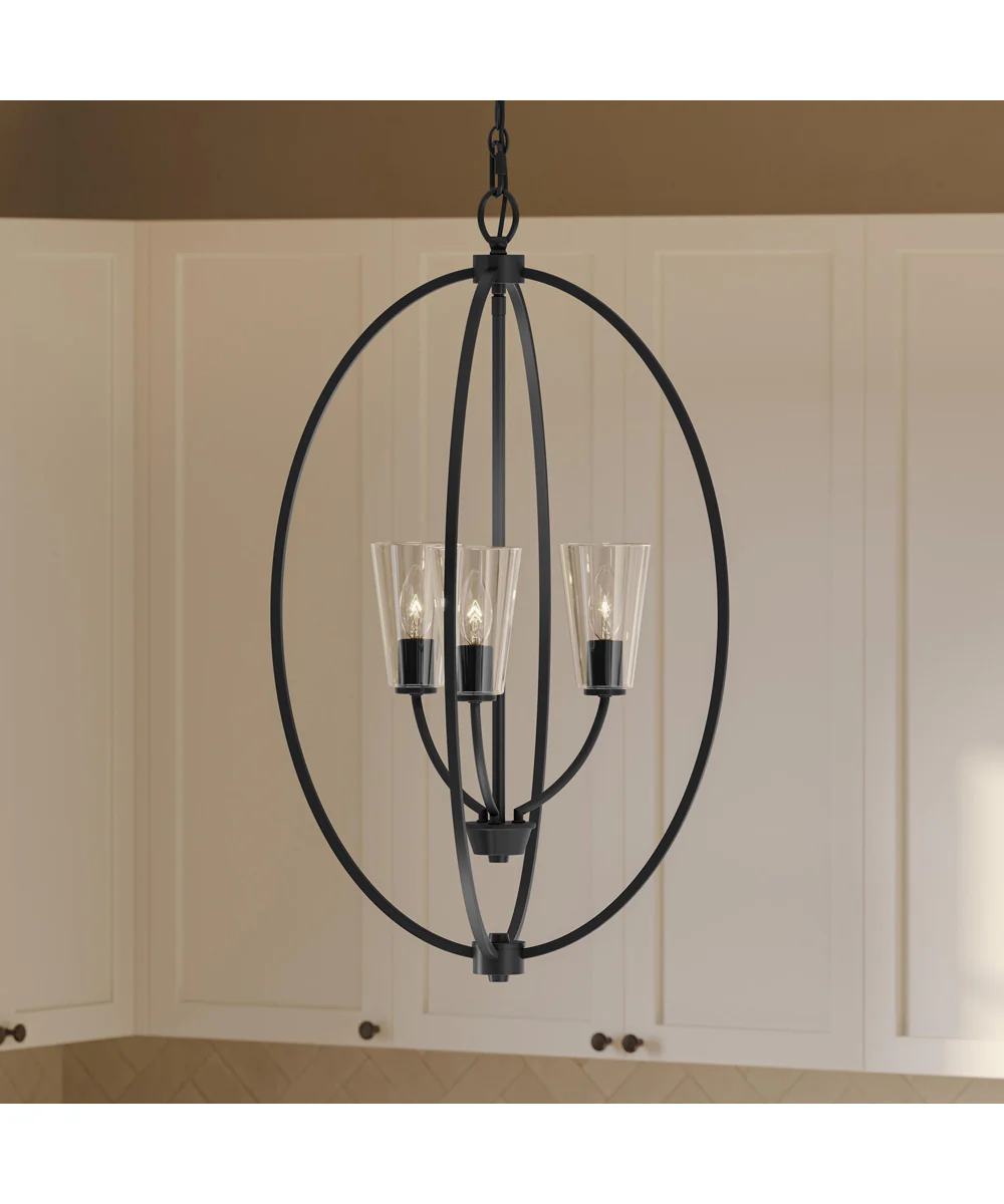 Jheni 3-Light Foyer Pendant with Clear Glass Shades Matte Black - Image 9