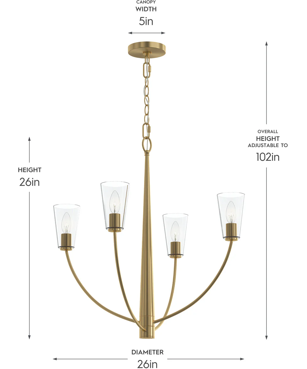 Jheni 4-Light Chandelier with Clear Glass Shades Brushed Gold - Image 4