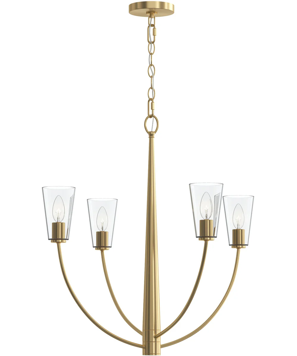 Jheni 4-Light Chandelier with Clear Glass Shades Brushed Gold - Image 6