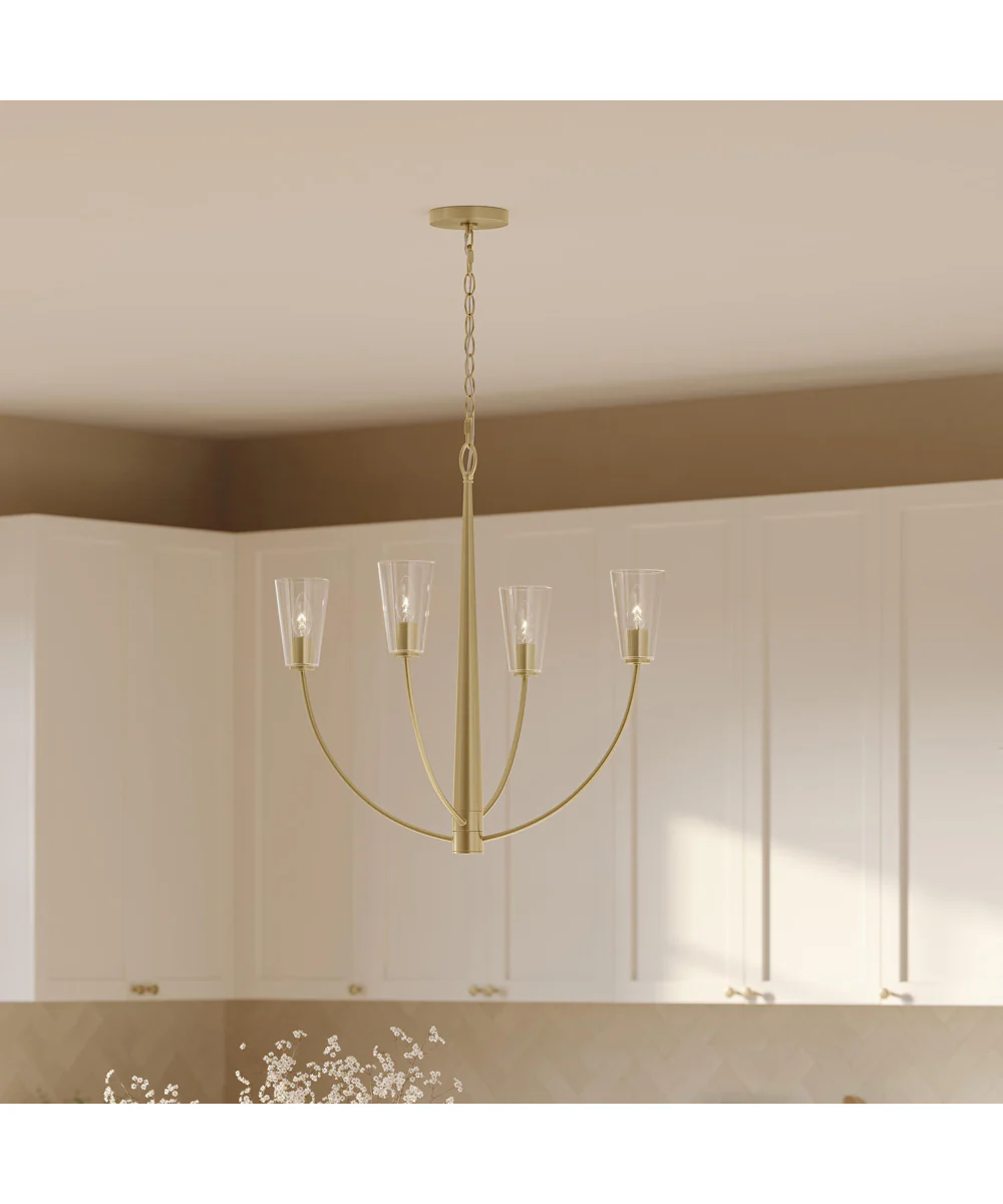 Jheni 4-Light Chandelier with Clear Glass Shades Brushed Gold - Image 9