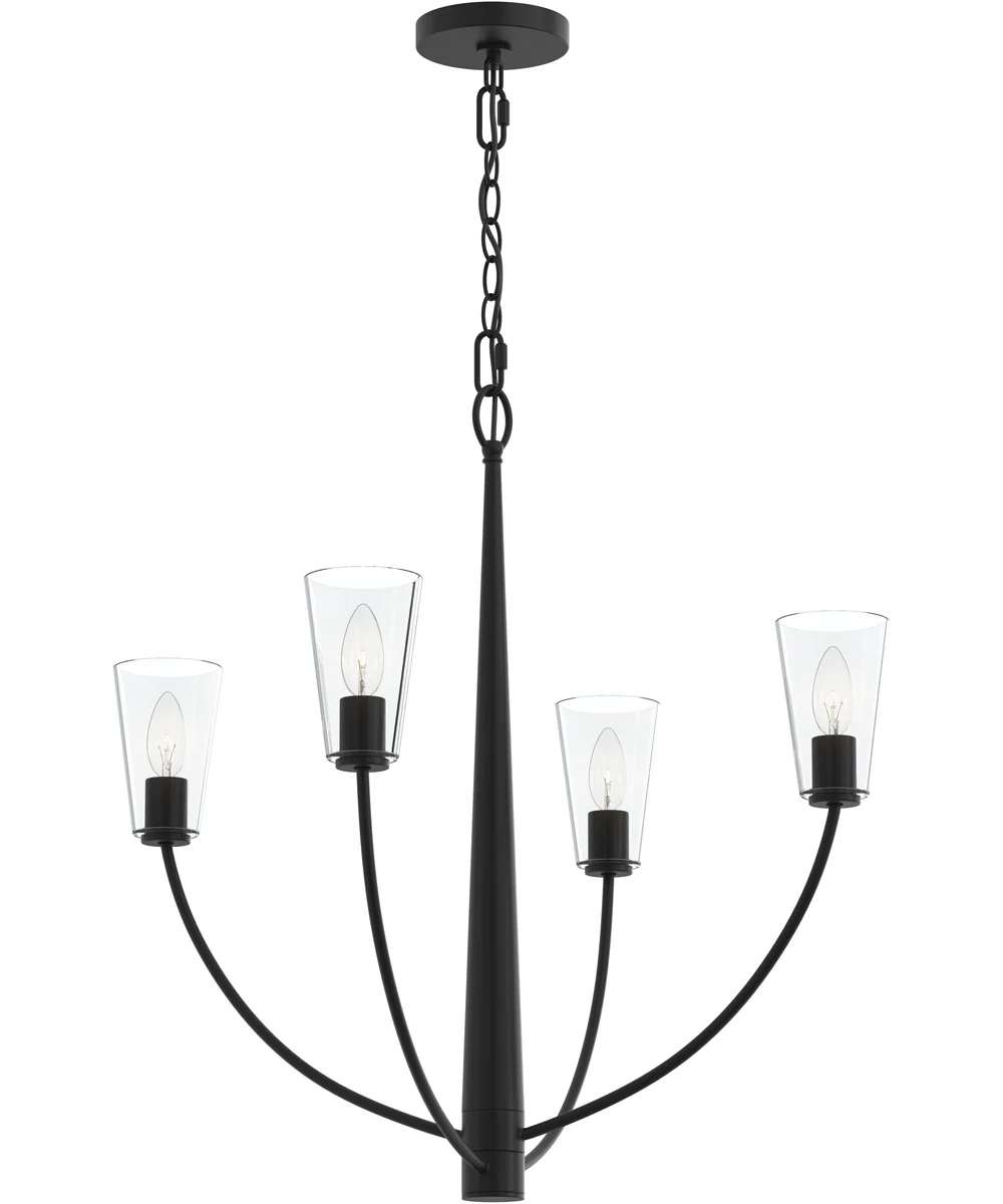 Jheni 4-Light Chandelier with Clear Glass Shades Matte Black