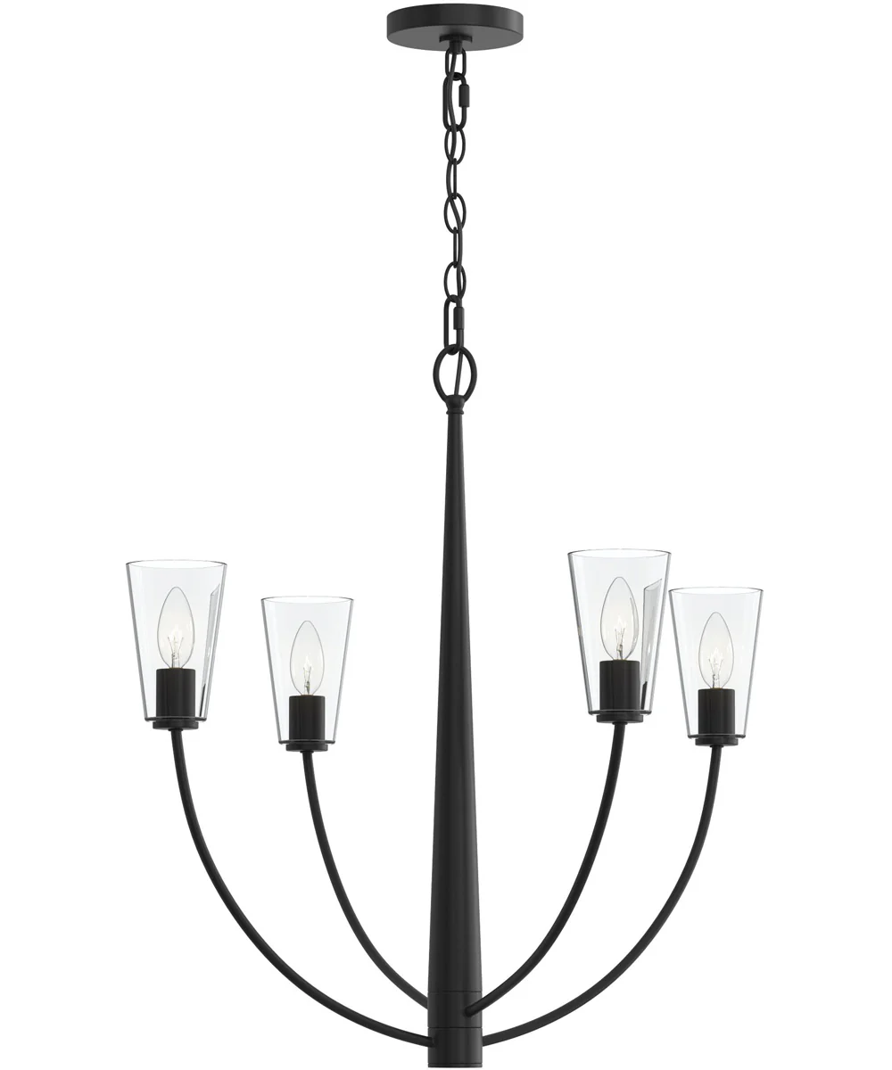 Jheni 4-Light Chandelier with Clear Glass Shades Matte Black - Image 6