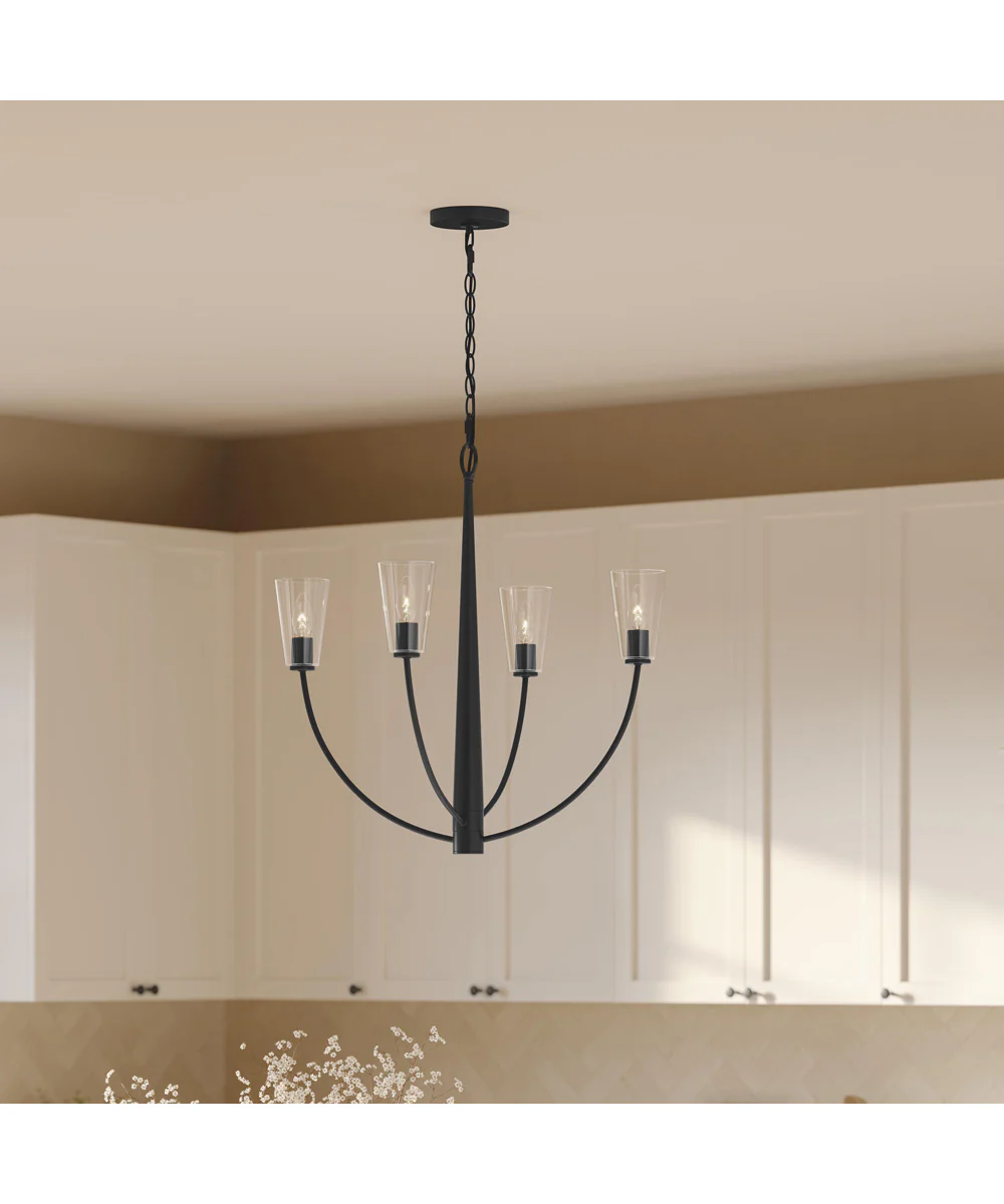 Jheni 4-Light Chandelier with Clear Glass Shades Matte Black - Image 9