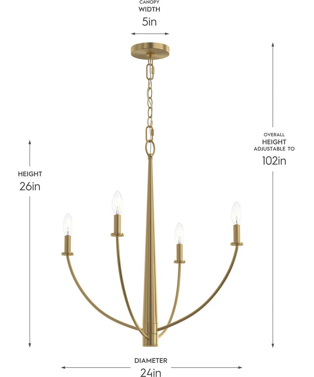 Jheni 4-Light Medium Chandelier Brushed Gold - Image 4