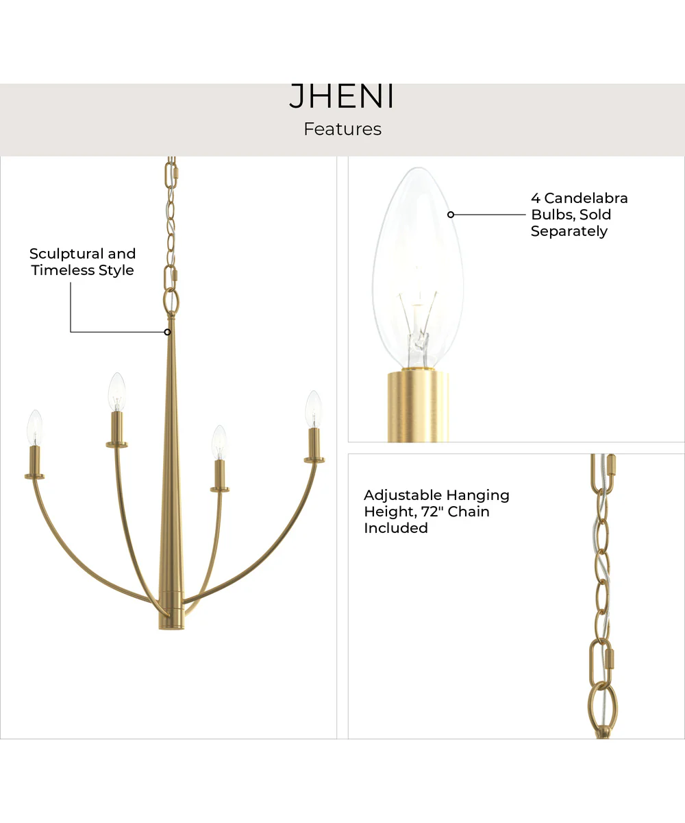 Jheni 4-Light Medium Chandelier Brushed Gold - Image 7