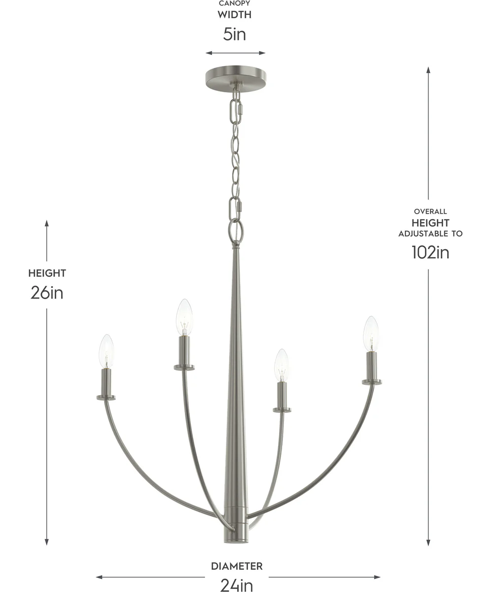 Jheni 4-Light Medium Chandelier Brushed Nickel - Image 4
