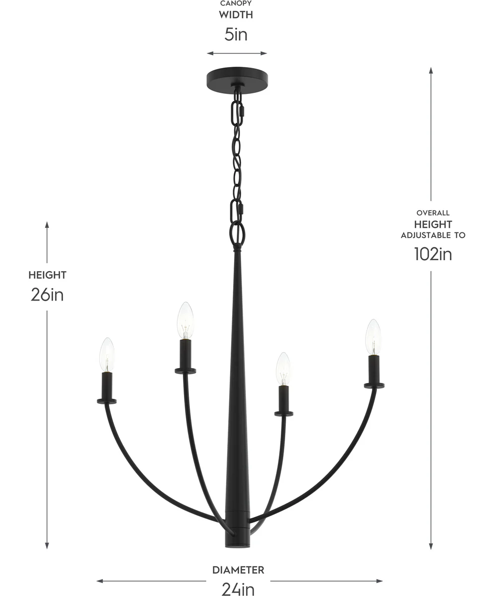 Jheni 4-Light Medium Chandelier Matte Black - Image 4
