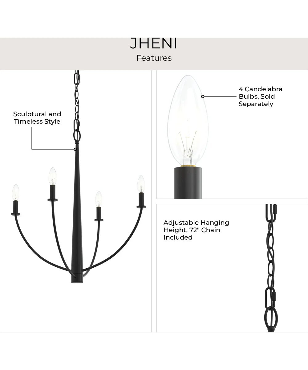 Jheni 4-Light Medium Chandelier Matte Black - Image 8