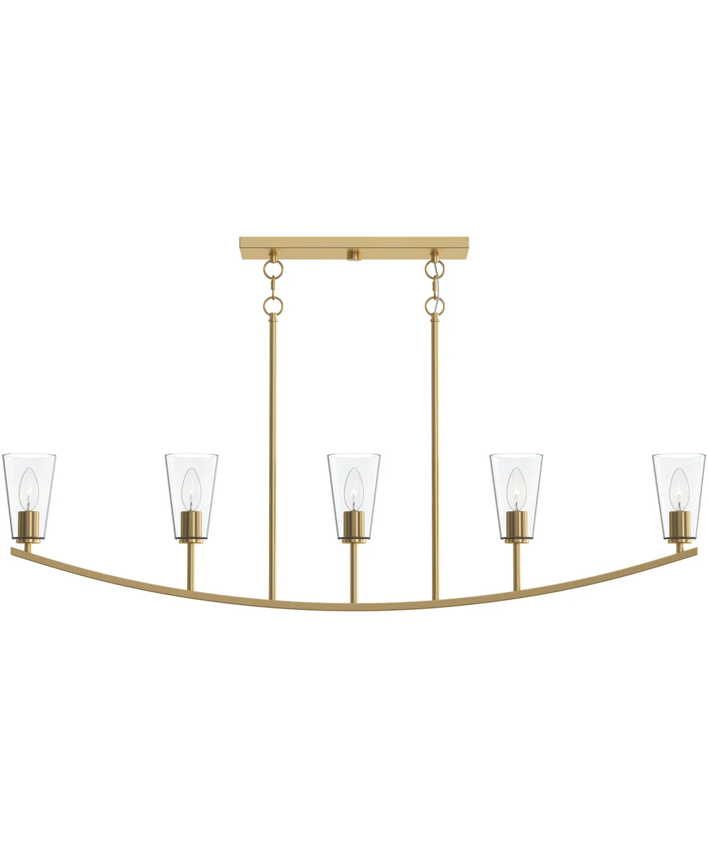 Jheni 5-Light Linear Chandelier with Clear Glass Shades Brushed Gold - Image 6