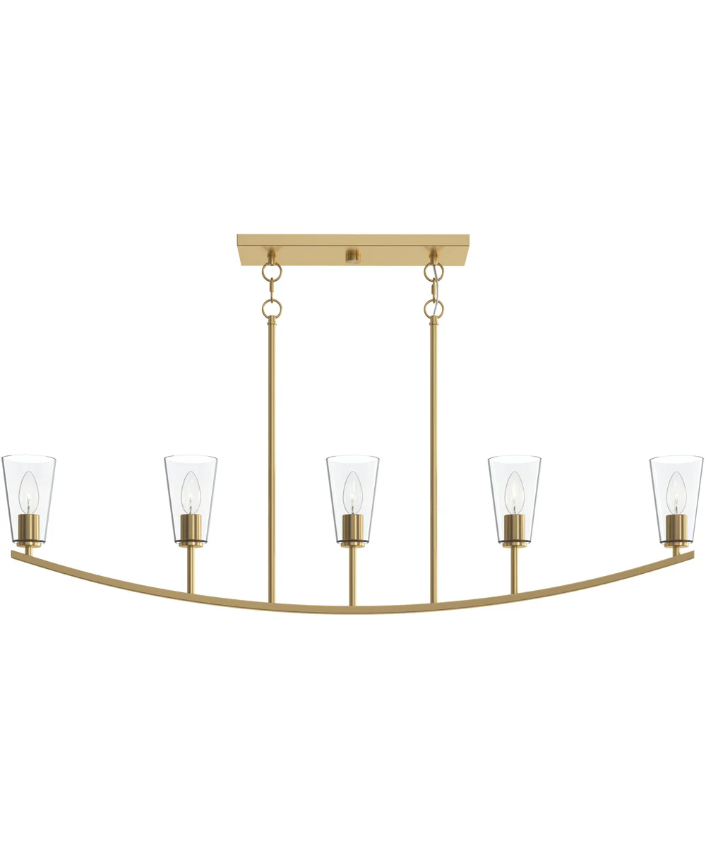 Jheni 5-Light Linear Chandelier with Clear Glass Shades Brushed Gold - Image 7