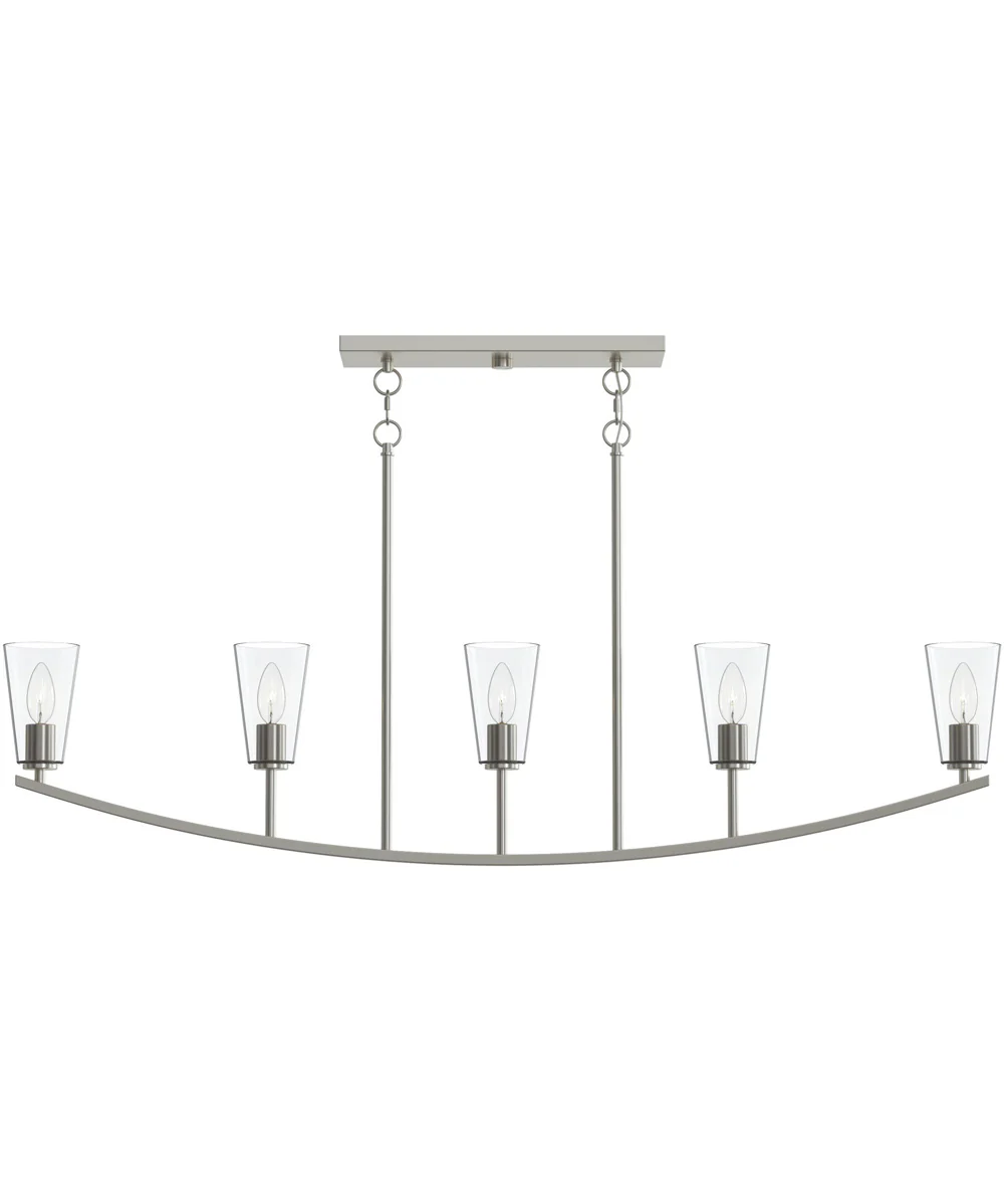 Jheni 5-Light Linear Chandelier with Clear Glass Shades Brushed Nickel - Image 6