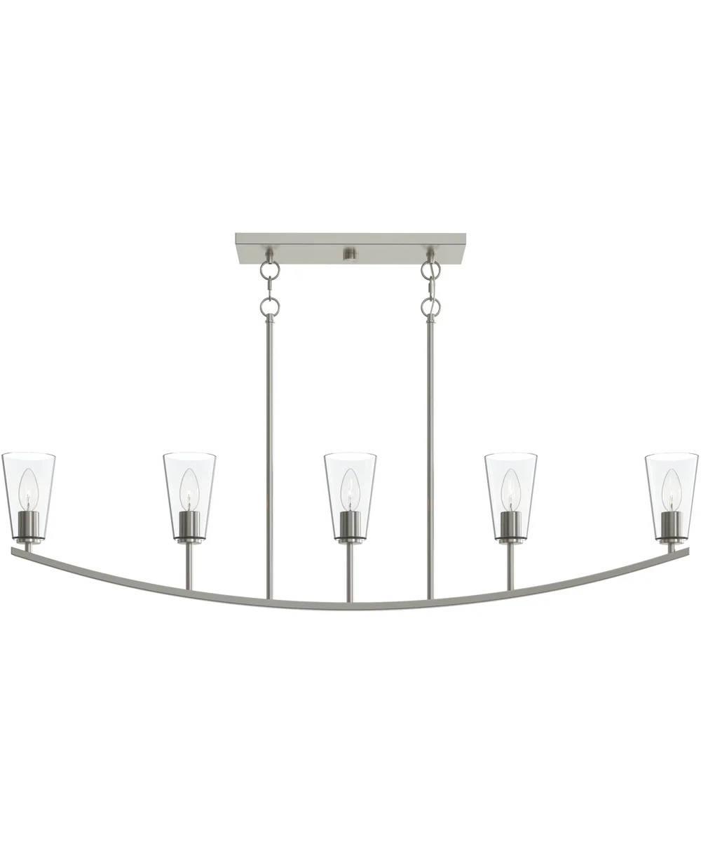 Jheni 5-Light Linear Chandelier with Clear Glass Shades Brushed Nickel - Image 7