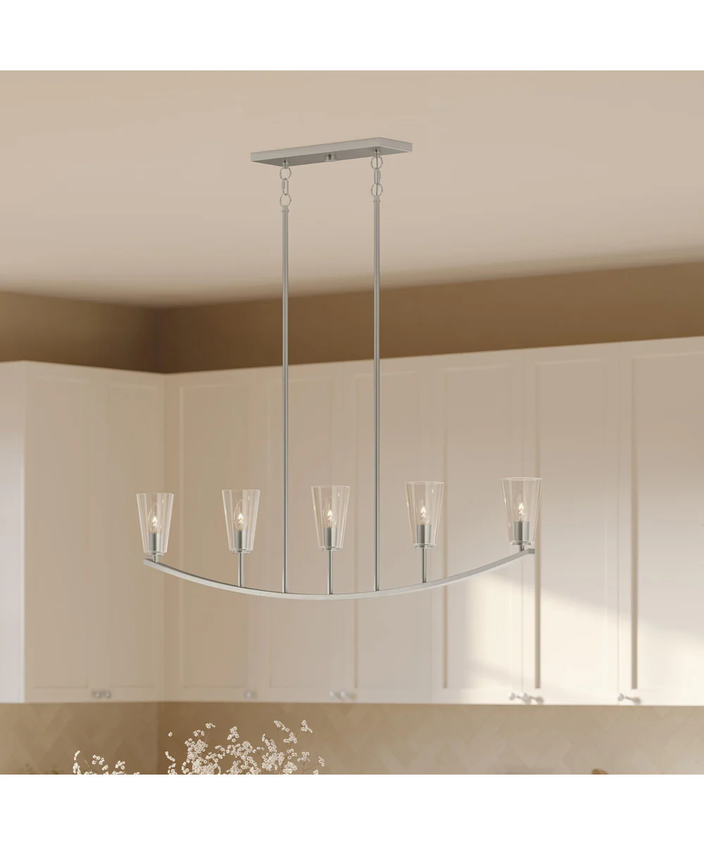Jheni 5-Light Linear Chandelier with Clear Glass Shades Brushed Nickel - Image 9