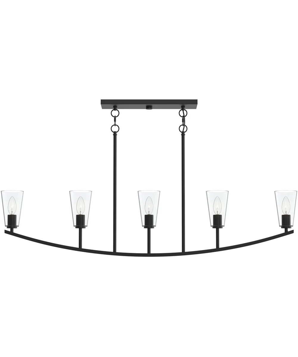 Jheni 5-Light Linear Chandelier with Clear Glass Shades Matte Black - Image 6