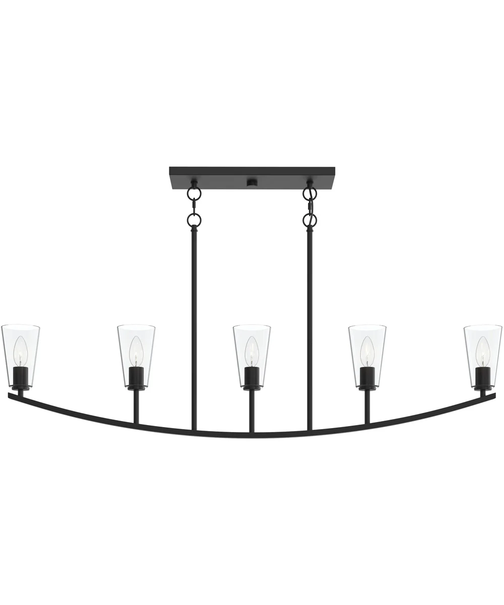 Jheni 5-Light Linear Chandelier with Clear Glass Shades Matte Black - Image 7