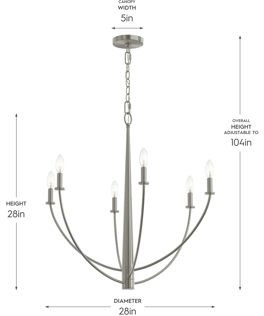 Jheni 6-Light Chandelier Brushed Nickel - Image 4