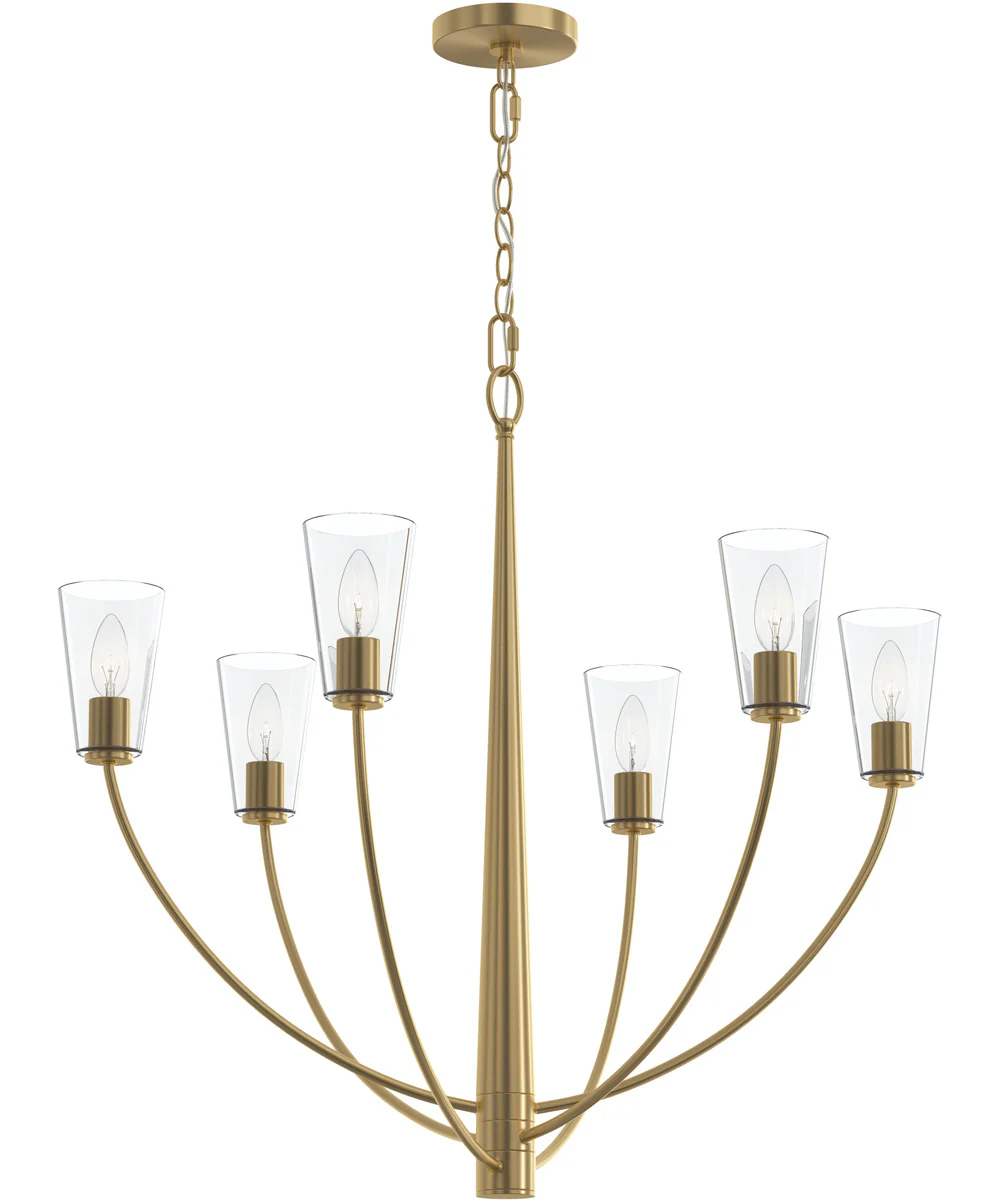 Jheni 6-Light Chandelier with Clear Glass Shades Brushed Gold