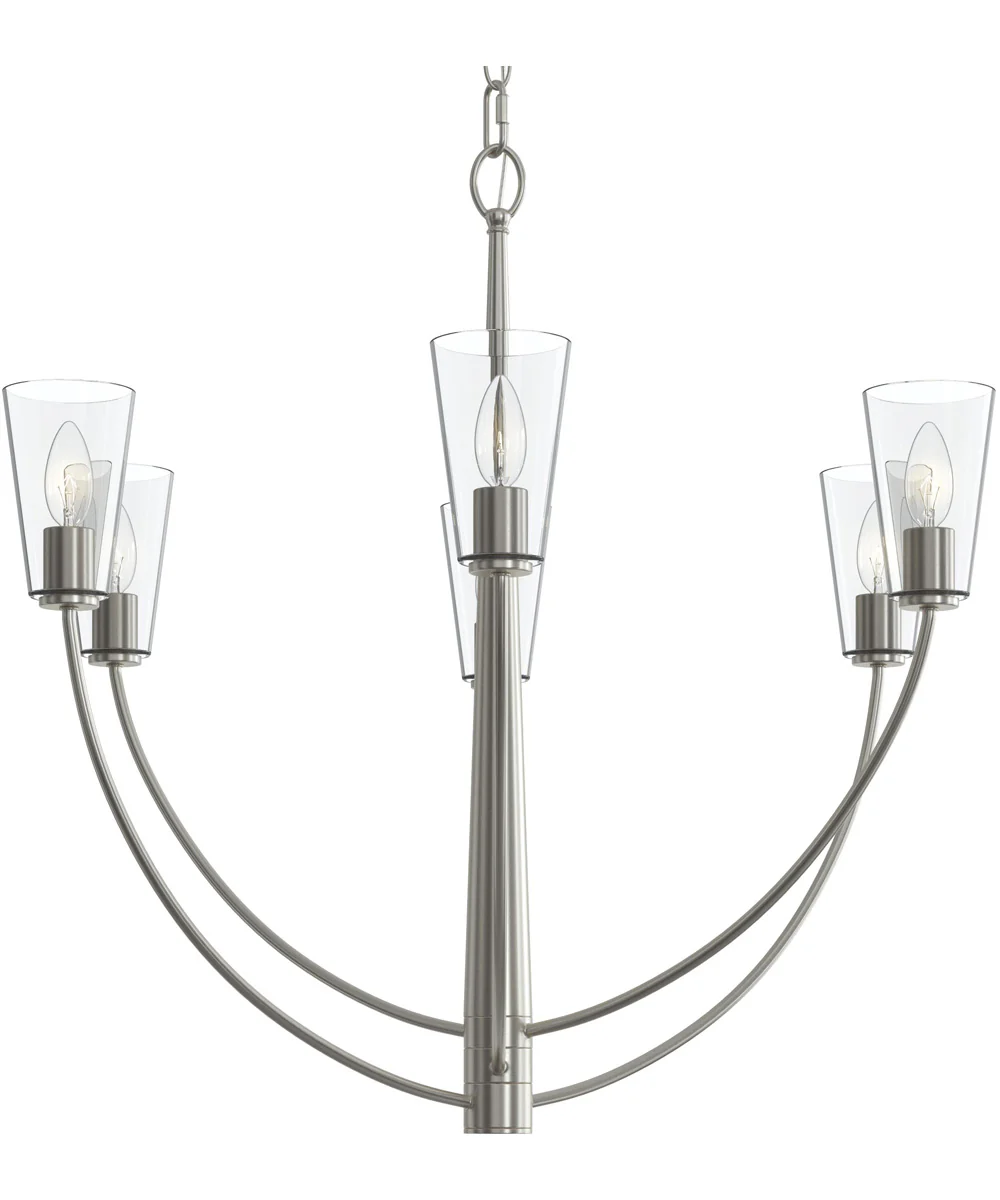 Jheni 6-Light Chandelier with Clear Glass Shades Brushed Nickel - Image 5
