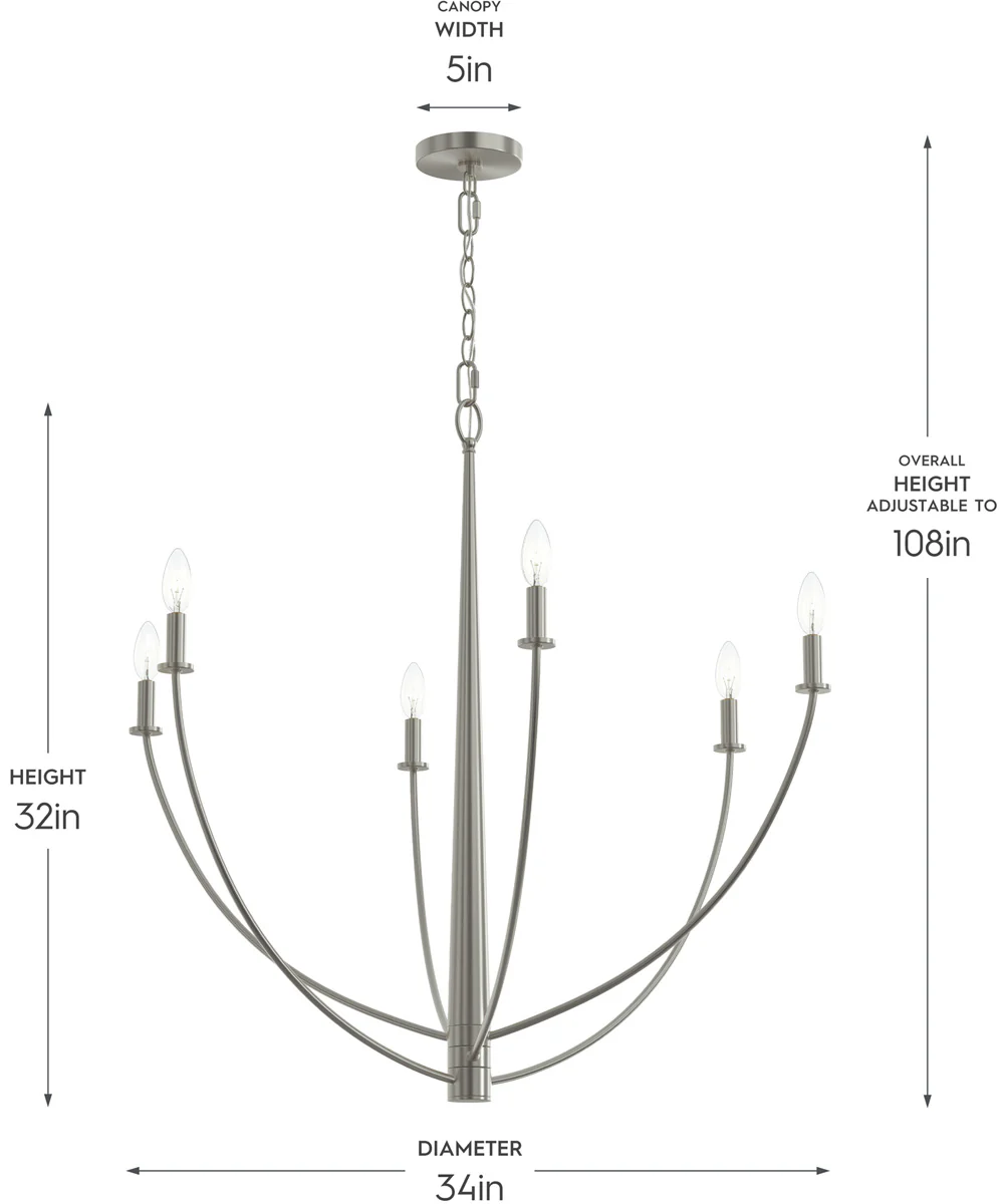 Jheni 6-Light Large Chandelier Brushed Nickel - Image 4