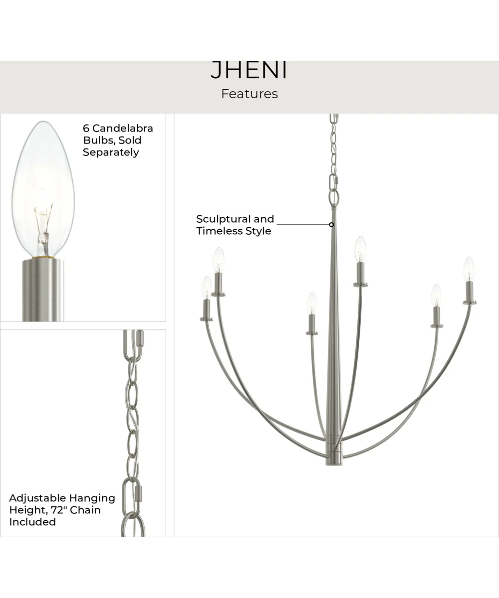 Jheni 6-Light Large Chandelier Brushed Nickel - Image 8