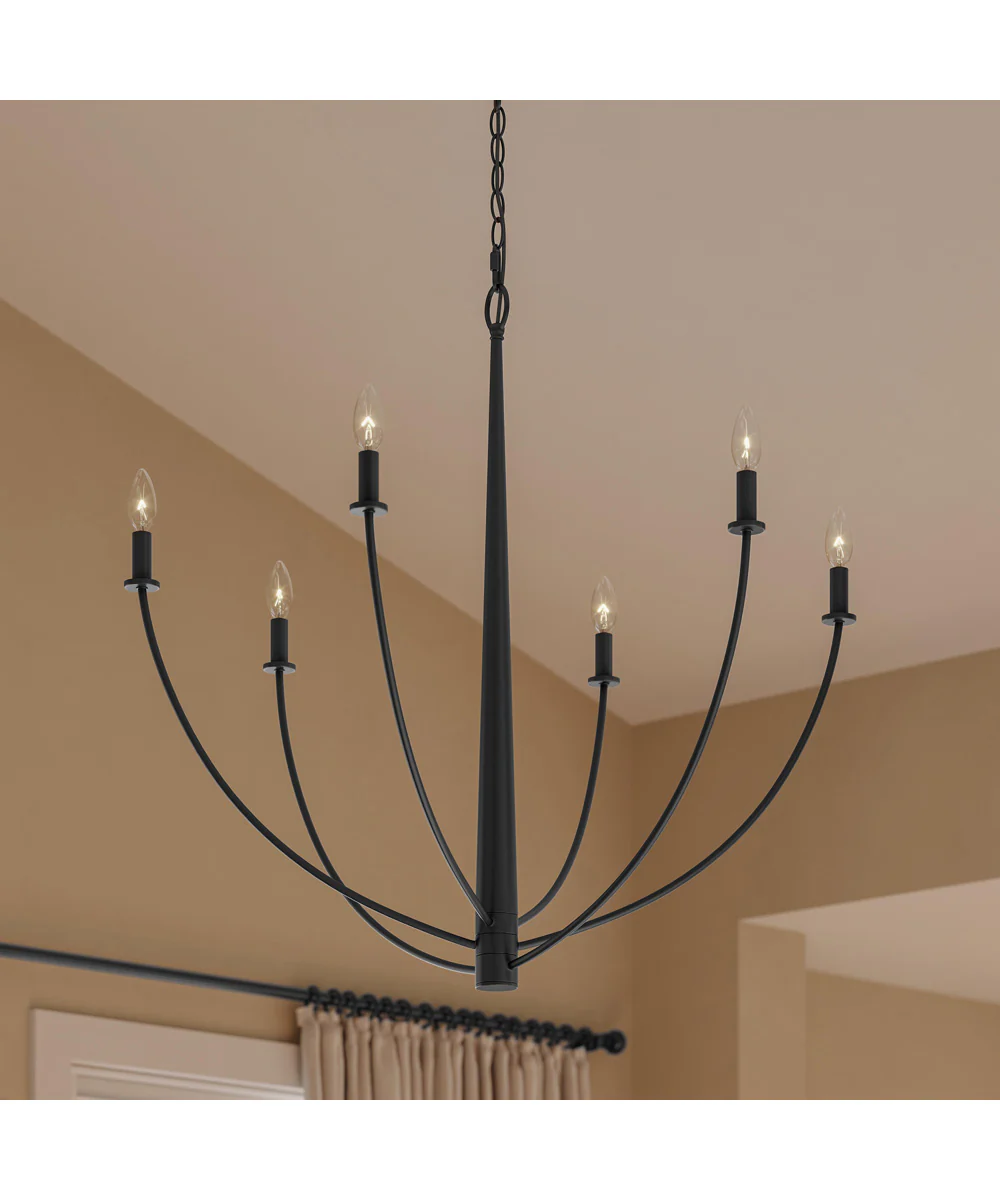 Jheni 6-Light Large Chandelier Matte Black - Image 8