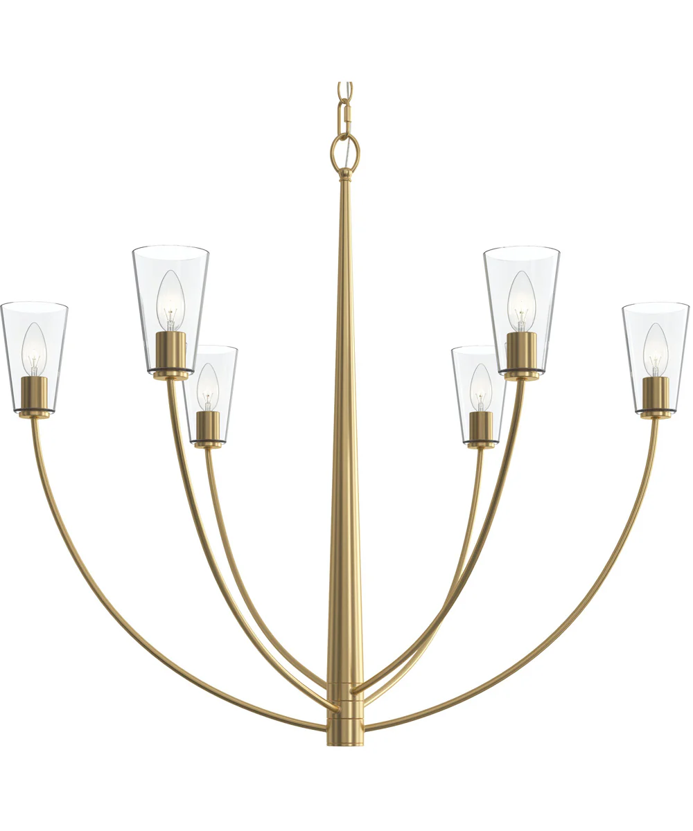 Jheni 6-Light Large Chandelier with Clear Glass Shades Brushed Gold - Image 5