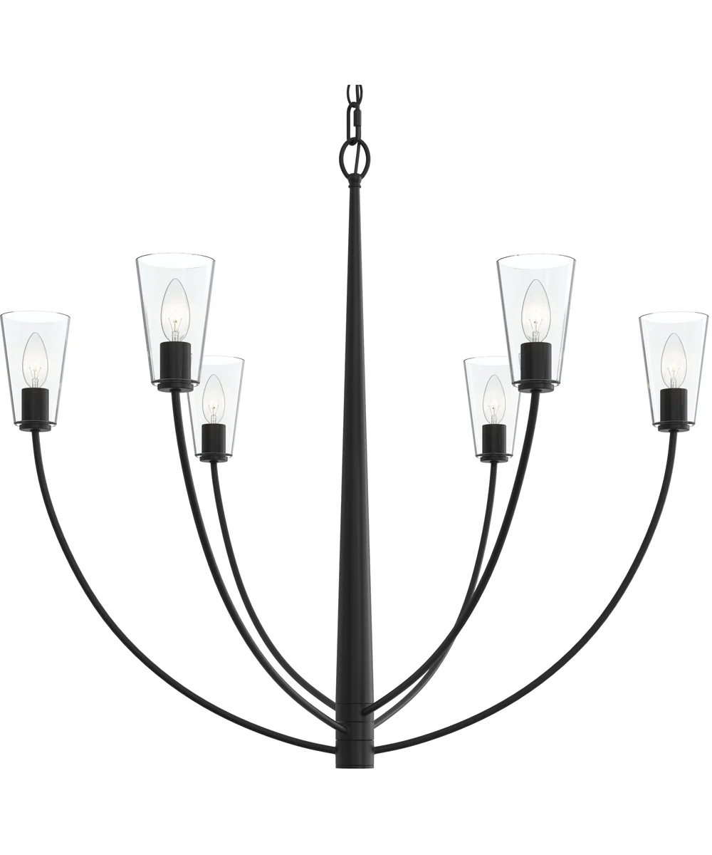 Jheni 6-Light Large Chandelier with Clear Glass Shades Matte Black - Image 5