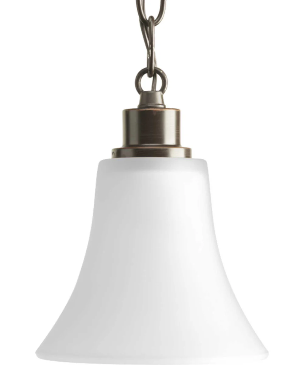 Joy 1-Light Etched White Glass Traditional Mini-Pendant Light Antique Bronze - Image 3