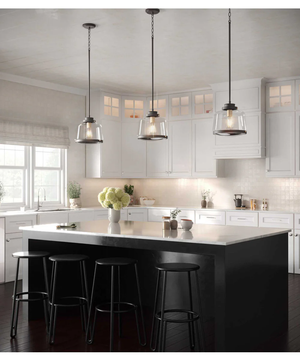 Judson 1-Light Clear Glass Farmhouse Pendant Light Antique Bronze - Image 2