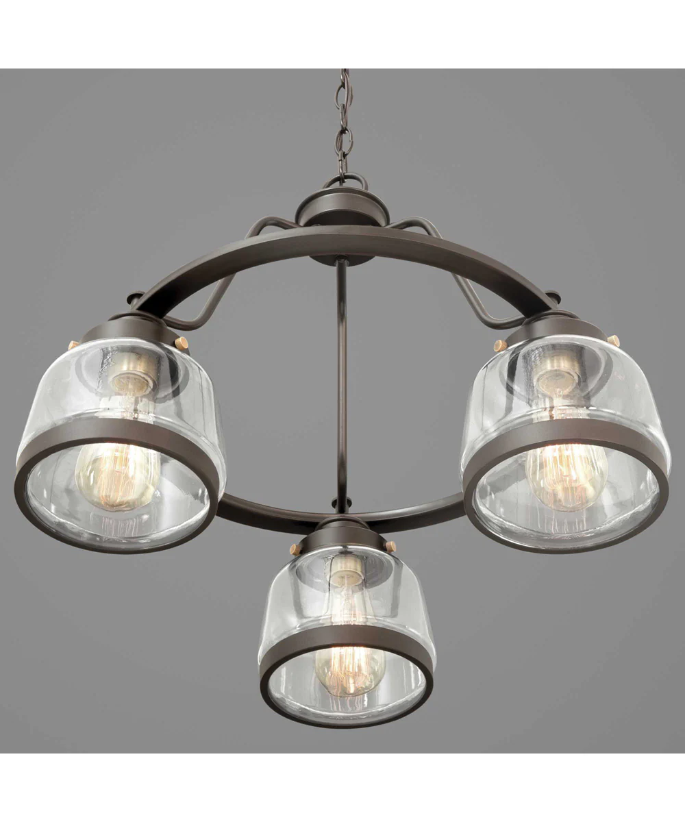 Judson 3-Light Clear Glass Farmhouse Chandelier Light Antique Bronze - Image 6