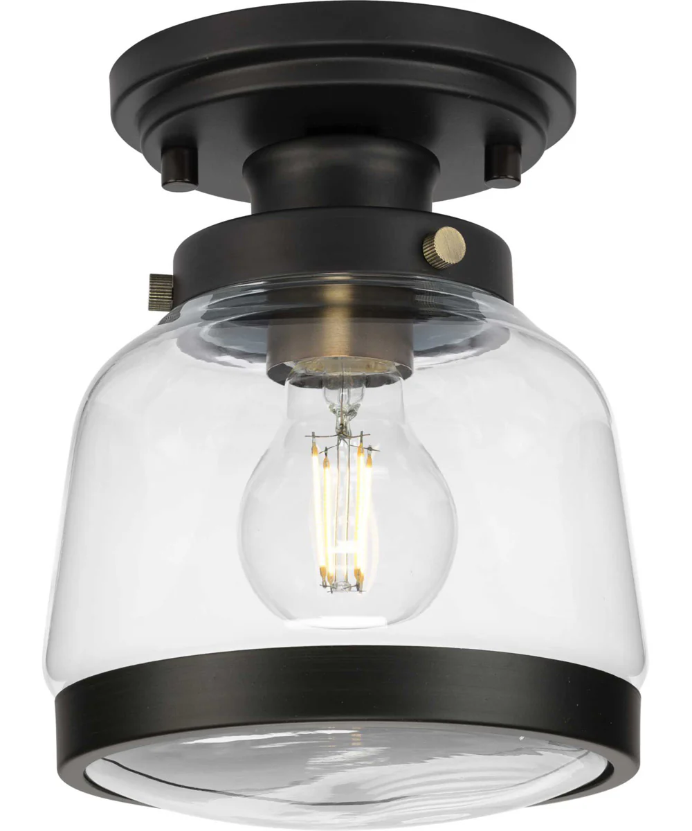 Judson 8" 1-Light Farmhouse Clear Glass Semi-Flush Mount Light Antique Bronze