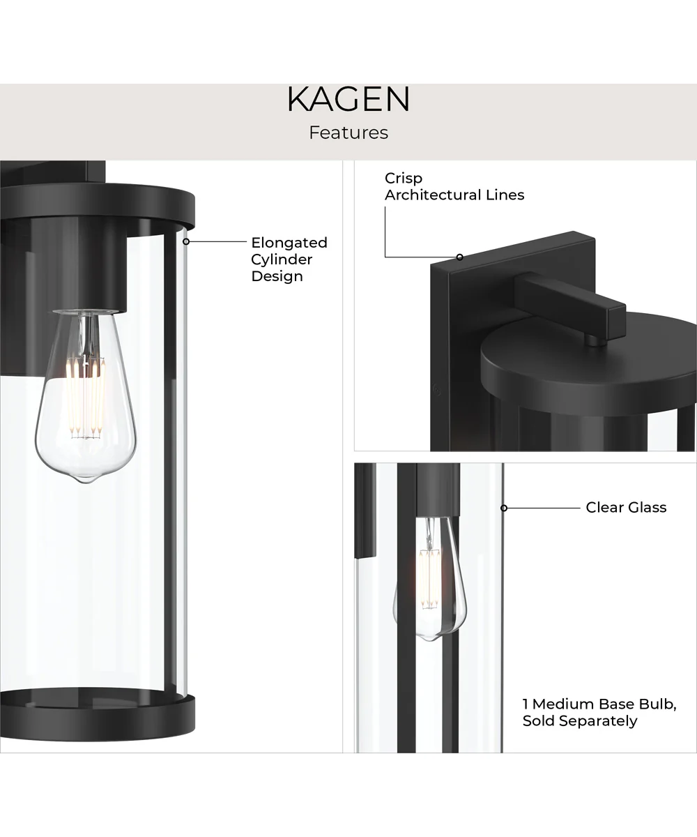 Kagen Large Outdoor Wall Light with Clear Glass Panels Matte Black - Image 8