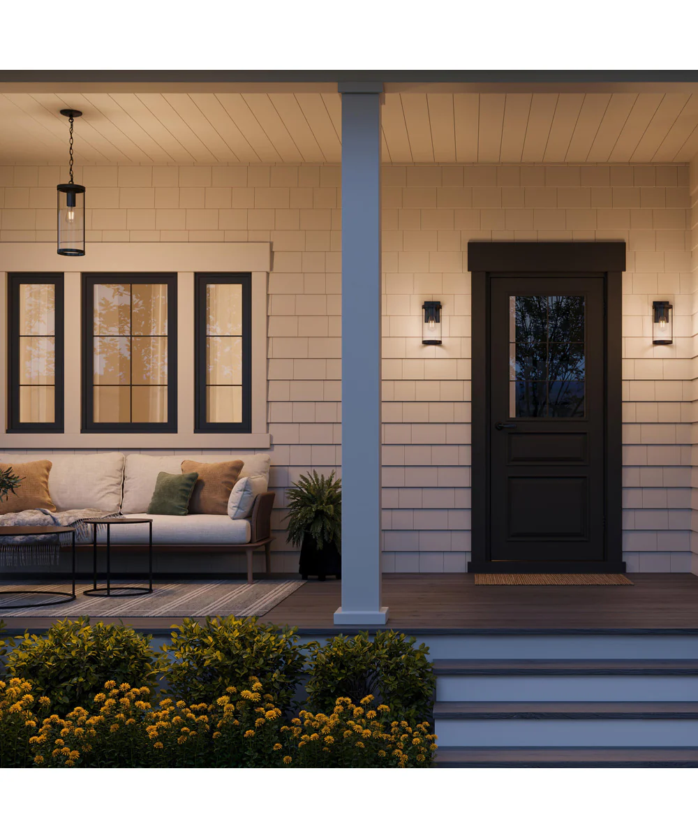 Kagen Medium Outdoor Wall Light with Clear Glass Panels Matte Black - Image 3