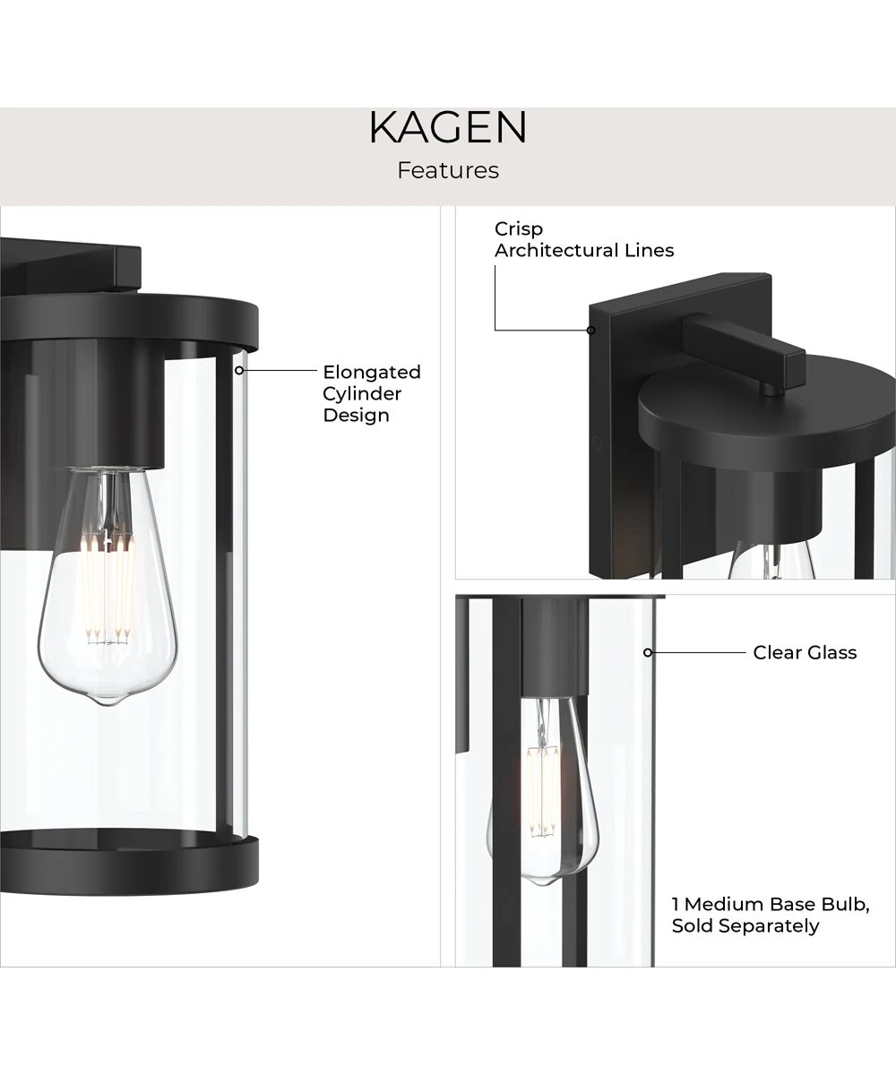 Kagen Medium Outdoor Wall Light with Clear Glass Panels Matte Black - Image 8