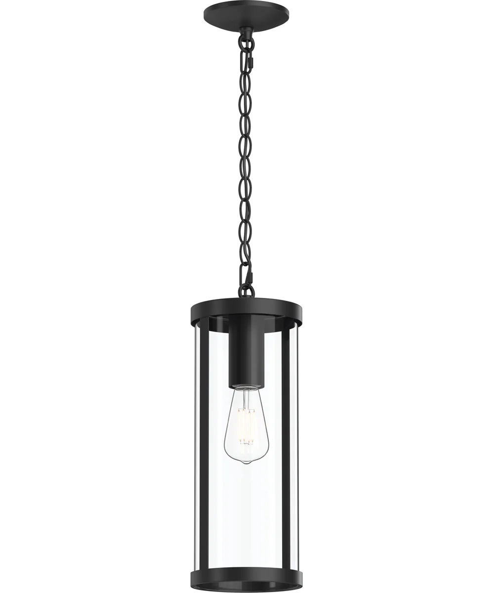 Kagen Outdoor Pendant Light with Clear Glass Panels Matte Black