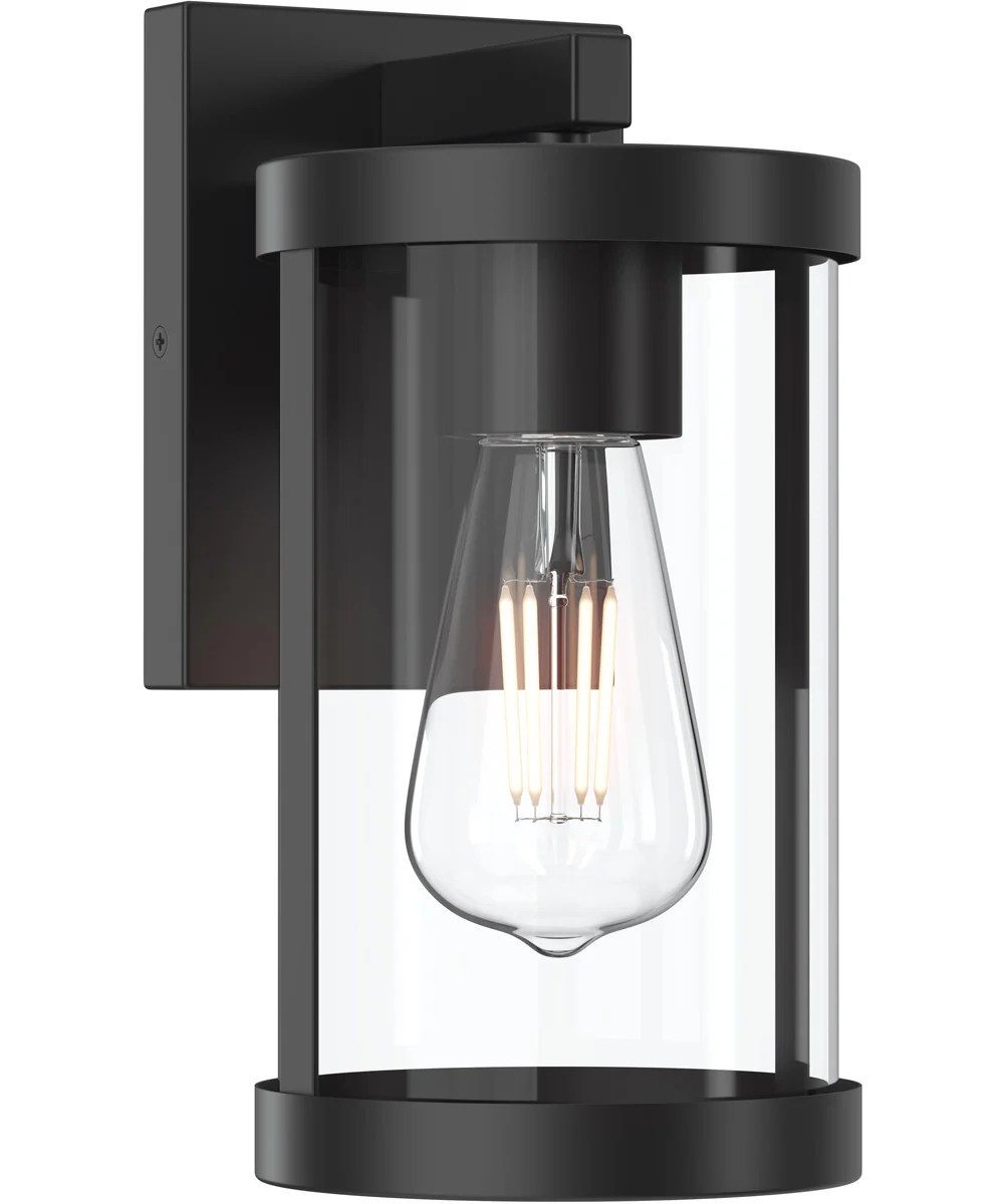 Kagen Small Outdoor Wall Light with Clear Glass Panels Matte Black