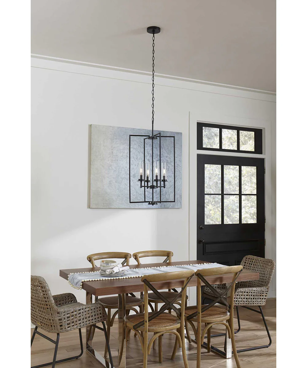 Kellwyn 4-Light Clear Glass Transitional Style Foyer Pendant Light Matte Black - Image 2