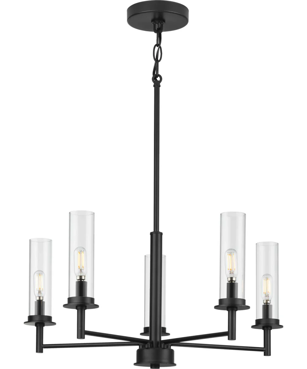 Kellwyn 5-Light Clear Glass Transitional Style Chandelier Light Matte Black - Image 2