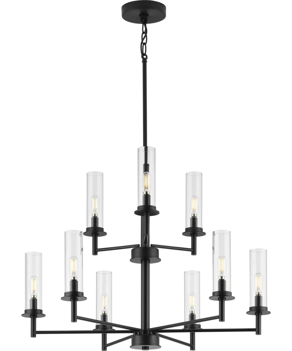 Kellwyn 9-Light Clear Glass Transitional Style Chandelier Light Matte Black - Image 5