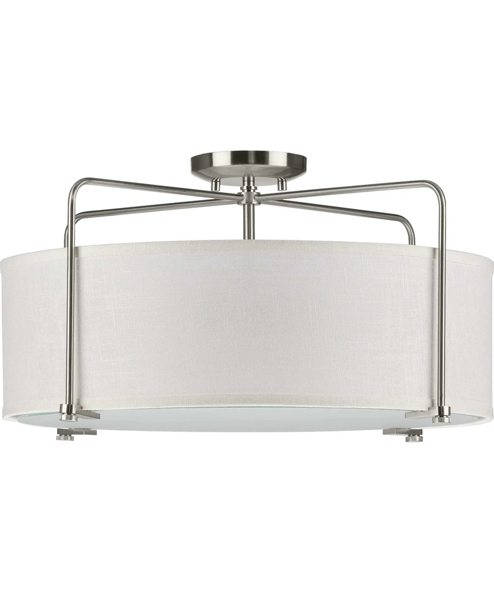 Kempsey 3-Light Semi-Flush Convertible Brushed Nickel