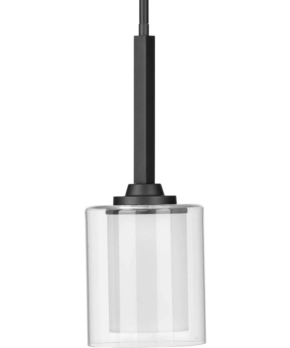 Kene 1-Light Clear Glass Craftsman Pendant Light Graphite